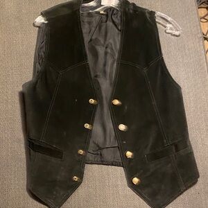 Black Velvet Vest with Gold Buttons